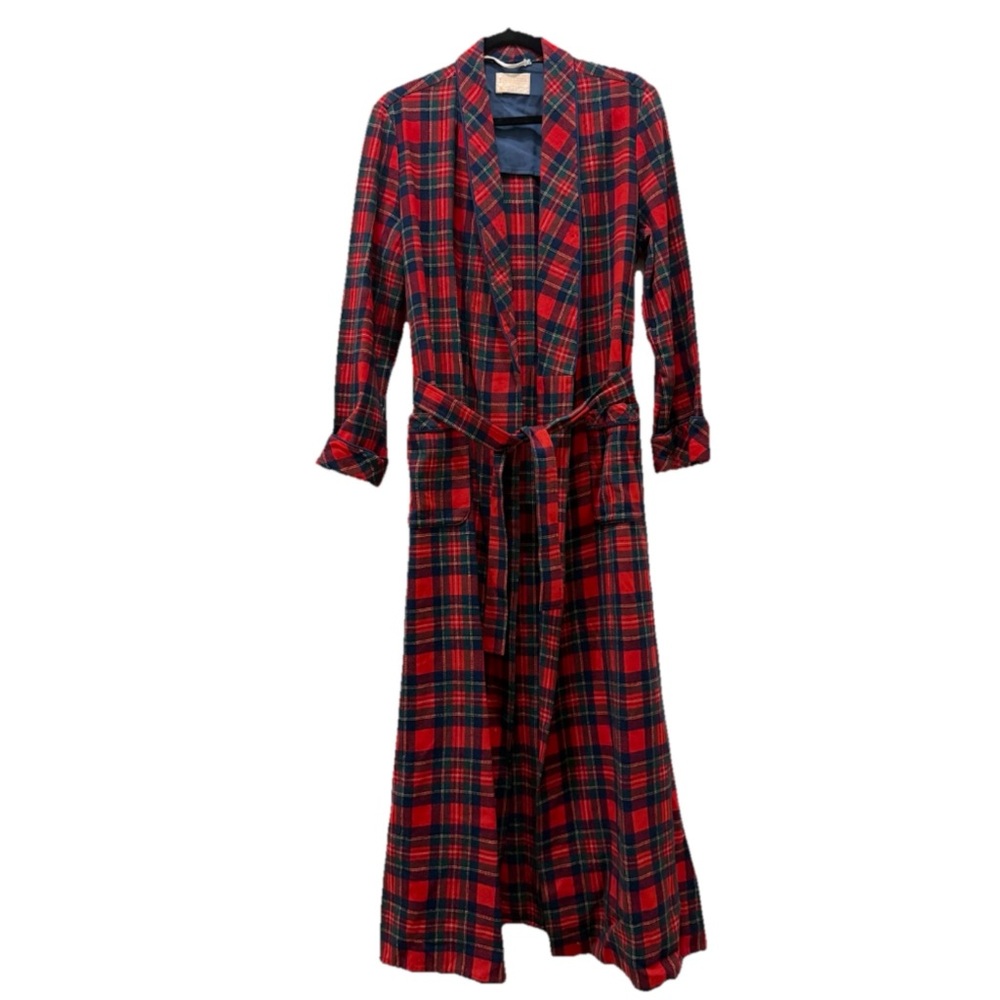 Vintage 60s PENDLETON 100% Virgin  Wool Kilgore Red Tartan Plaid Belted Robe
